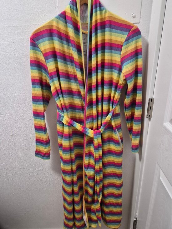Paris Hilton Monica + Andy Other - Paris Hilton Monica +Andy Rainbow Stripe Lounge Robe XL/XXL Organic Cotton Blend